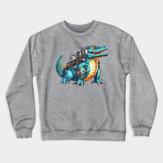 Robot Alligator Crewneck Sweatshirt by Sticker Steve